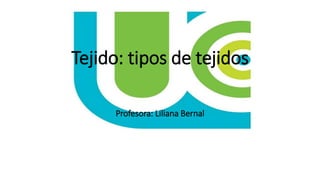 Tejido: tipos de tejidos
Profesora: Liliana Bernal
 