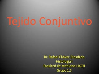 Tejido Conjuntivo Dr. Rafael Chávez Diosdado Histología I Facultad de Medicina UACH Grupo 1.5 