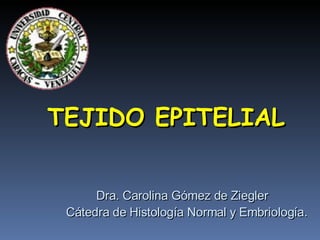TEJIDO EPITELIAL Dra. Carolina Gómez de Ziegler Cátedra de Histología Normal y Embriología. 