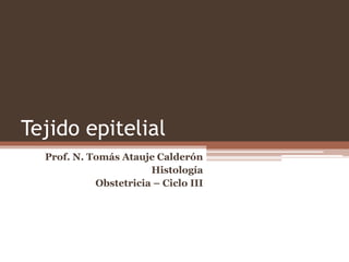Tejido epitelial
Prof. N. Tomás Atauje Calderón
Histología
Obstetricia – Ciclo III
 