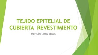 TEJIDO EPITELIAL DE
CUBIERTA REVESTIMIENTO
PROFESORA LORENA ADAMES
 