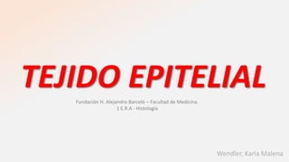 TEJIDO EPITELIAL
Wendler, Karla Malena
Fundación H. Alejandro Barceló – Facultad de Medicina.
1 E.R.A - Histología
 