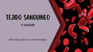 TEJIDO SANGUINEO
Y SANGRE
Histologia general y estomatologica
 