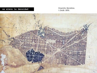 Ensanche. Barcelona.
I. Cerdà. 1859.
se eleva la densidad
 