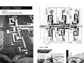 Pampus
Bakema y Van der Broek. 1965.
hileras + bloques
 