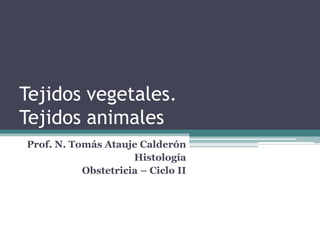 Tejidos vegetales.
Tejidos animales
Prof. N. Tomás Atauje Calderón
Histología
Obstetricia – Ciclo II
 