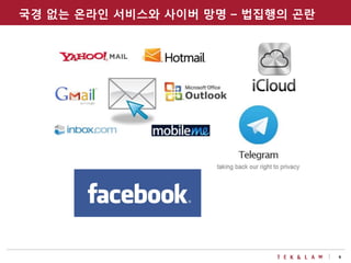 9
국경 없는 온라인 서비스와 사이버 망명 – 법집행의 곤란
 