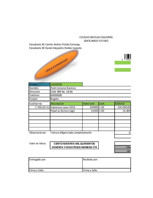 formato de factura excel formato de facturacion en excel
