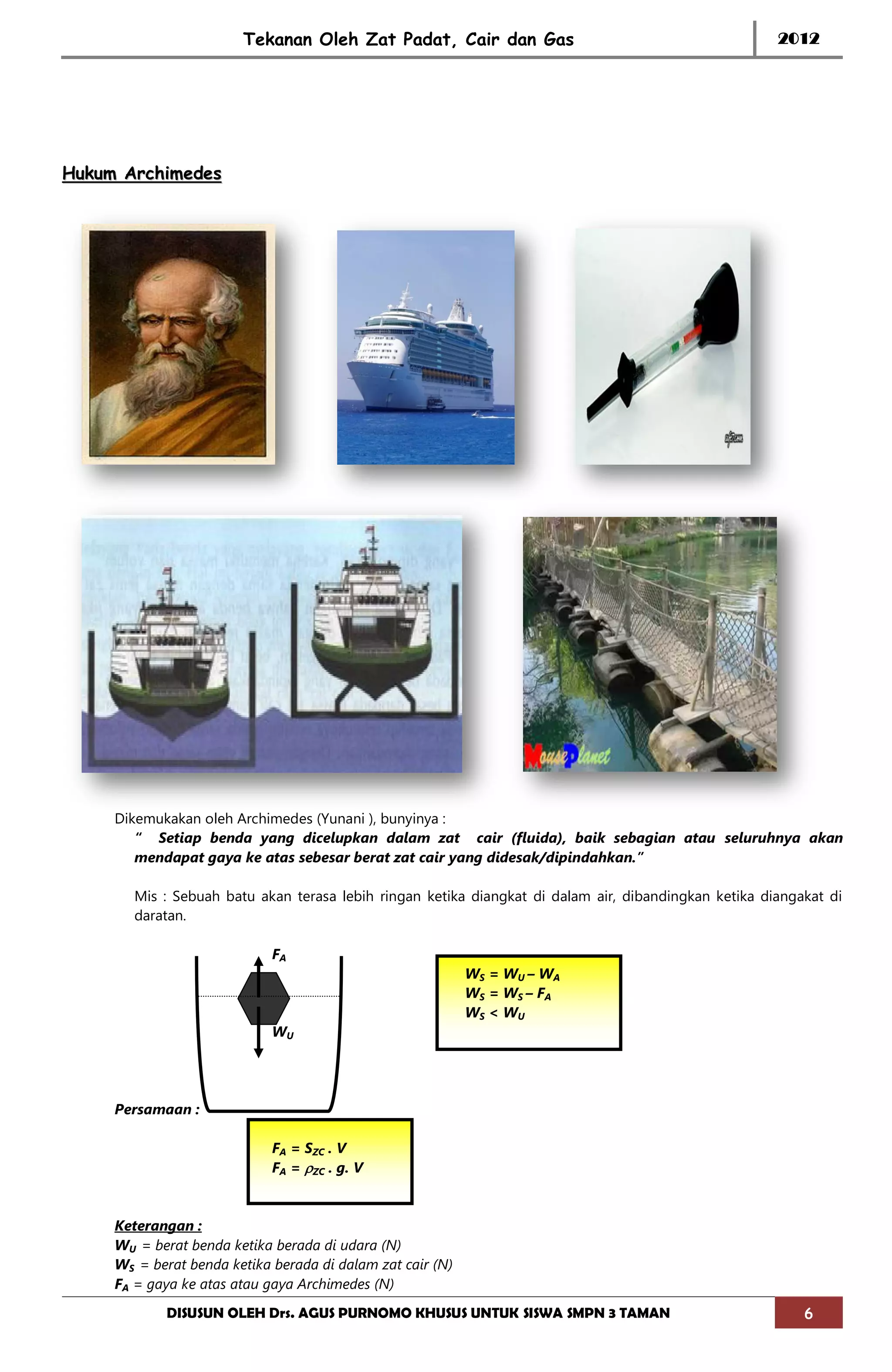 Tekanan Zat Padat, Cair dan Gas | PDF