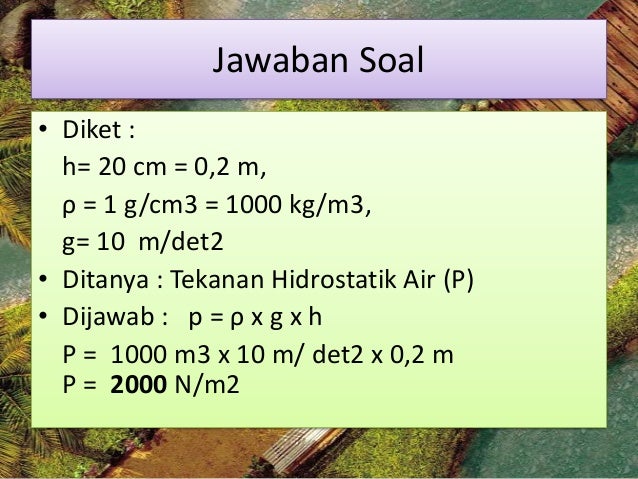 Tekanan hidrostatis dan hukum utama hidrostatika