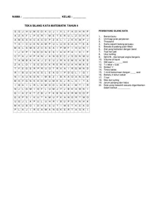 Teka silang kata matematik