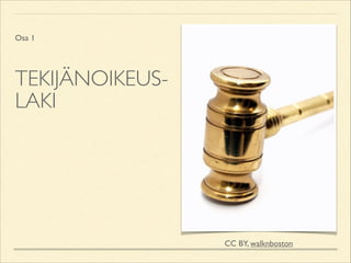 Osa 1

TEKIJÄNOIKEUSLAKI

CC BY, walknboston

 