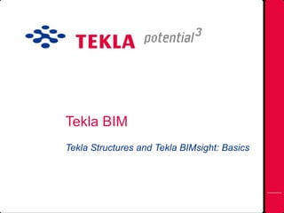 Tekla BIM
Tekla Structures and Tekla BIMsight: Basics
 