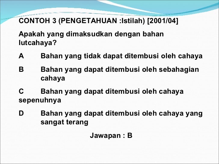 Contoh Soalan Aplikasi Sains - Terengganu q