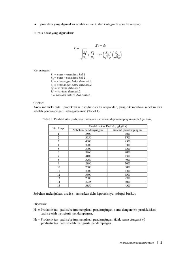 Teknik Analisis Data Menggunakan Excel
