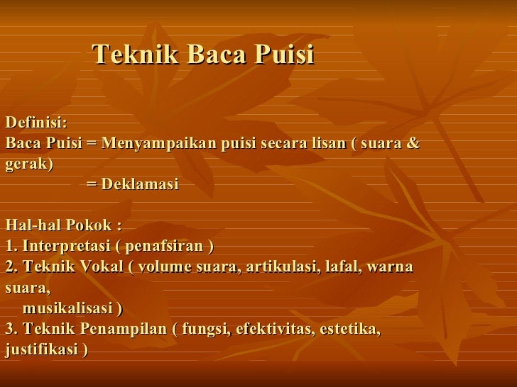 Cara membacakan puisi