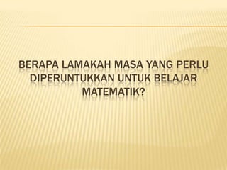 cara nak pandai matematik