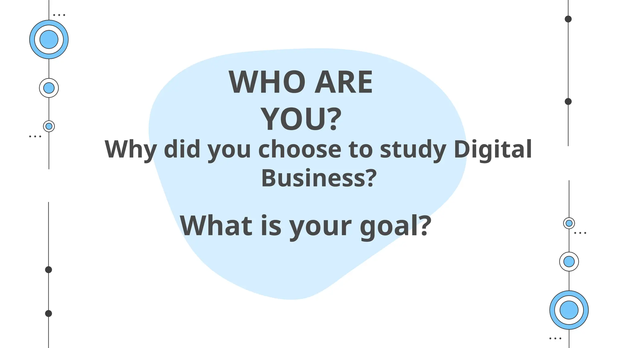 Why did you choose to study Digital
Business?
WHO ARE
YOU?
What is your goal?
 