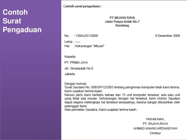 Contoh Surat Pengaduan Formal - Teknik Komunikasi Dasar contoh surat pengaduan formal teknik komunikasi dasar
