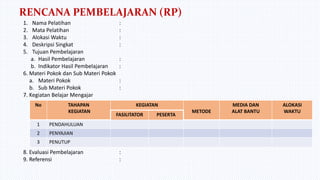 1. Penguasaan teknik melatih merupakan modal
dasar bagi seorang fasilitator
2. Rencana pembelajaran adalah skenario bagi
f...