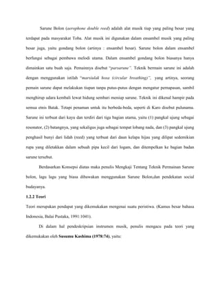Teknik memainkan sarune bolon tingkat mahir | DOCX