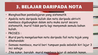 Teknik Mencatat Nota untuk Belajar BMK 3033 UPSI | PPT