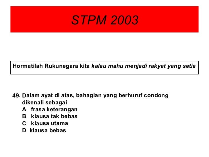 STPM : Teknik Menjawab Bahasa Malaysia Kertas 1
