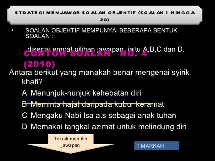 Contoh Soalan Objektif Pendidikan Islam Tahun 4 - Malacca s