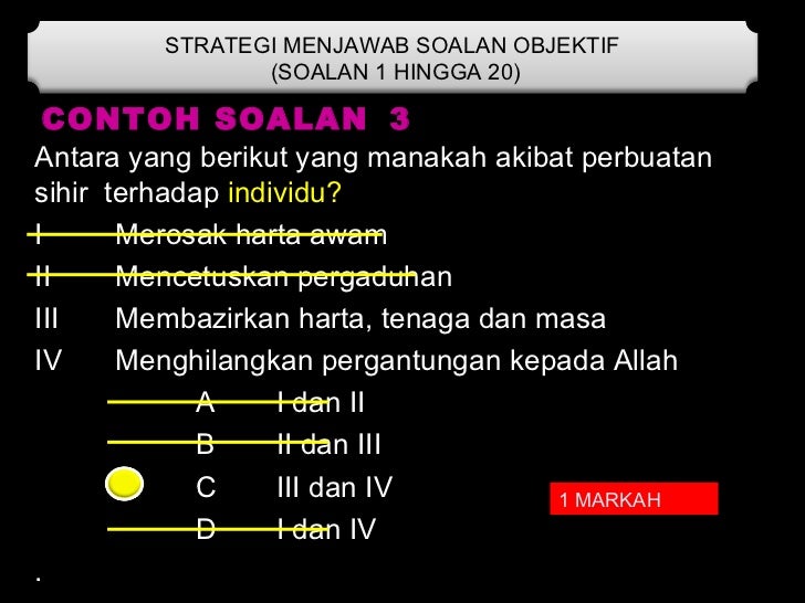 Teknik menjawab Pendidikan Islam SPM kertas 1 2011
