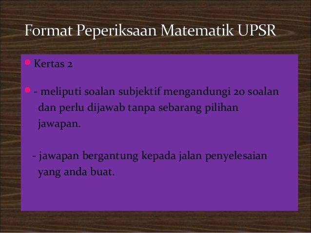 Teknik menjawab soalan matematik tahun 6 2012
