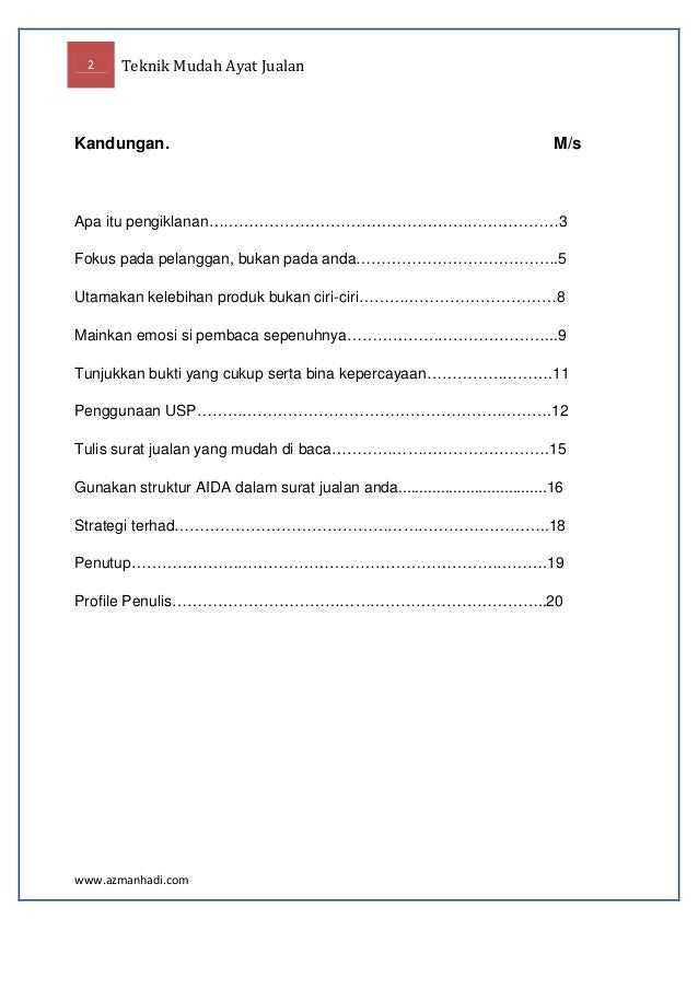 Teknik mudah ayat jualan