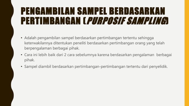 Teknik pengambilan sampel | PPTX