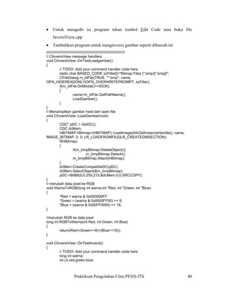 Teknik pengolahan citra visual c++ dengan mfc | PDF