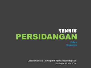 Teknik
PERSIDANGAN
Leadership Basic Training HMI Komisariat Perkapalan
Surabaya, 17 Mei 2014
Dalam
Organisasi
 