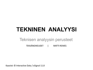 TEKNINEN  ANALYYSI Teknisen analyysin perusteet TEKIJÄNOIKEUDET	     |         MATTI REMES Kaaviot: © Interactive Data / eSignal 11.0 