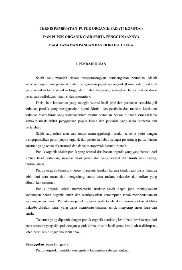 Teknis Pembuatan Pupuk Organik Padat