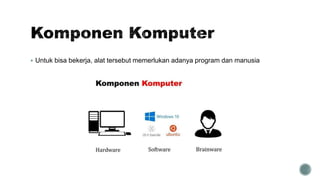  Untuk bisa bekerja, alat tersebut memerlukan adanya program dan manusia
 