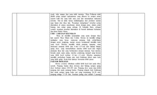 cicak, telur unggas dan yang telah menetas. Tikus Polinesia telah
diteliti setiap sampel makanannya yang dibawa ke tempat aman
seperti kulit biji yang baik atau cara lain menyiapkan makanan
tertentu. Hal ini tidak hanya melindunginya dari predator namun
juga hujan dan tikus lain. "Keadaan mengelupas" tersebut sering
ditemukan di antara pepohonan, dekat dengan akar, dalam celah
batang, dan setiap ujung cabang. Di Selandia Baru, sebagai
contoh, keadaan tersebut ditemukan di bawah timbunan bebatuan
dan daun Palem Nikau.
CIRI – CIRI DAN KEUNIKAN
Tikus ini memiliki penampilan yang sama dengan tikus
lain seperti Tikus Hitam dan Coklat. Hewan ini memiliki telinga
melingkar yang besar, moncong panjang, bulu coklat/hitam
dengan perut tongkang, namun secara komparatif memiliki kaki
yang kecil. Mereka memiliki tubuh panjang, langsing, yang
mencapai panjang lebih dari 6 inci (15 cm) dari hidung hingga
ujung ekor, yang menyebabkan mereka lebih kecil dan ringan
daripada tikus lain yang beritneraksi dengan manusia. Saat mereka
berada pada suatu pulau, mereka cenderung menjadi yang hewan
yang lebih kecil (sekitar 4,5 inci (11 cm)). Mereka umumnya
memiliki perbedaan bagian atas kaki belakang dekat mata kaki
yang lebih gelap. Kaki-kaki lainnya berwarna lebih pucat.
FAKTOR BIOLOGIS
Rattus exulans tubuhnya sedikit lebih kecil dari pada tikus
sawah. Panjang badan tikus dewasa dari hidung sampai ujung
ekor berkisar antara 220-285 mm. Panjang ekor sama atau lebih
panjang dari pada panjang badan. Panjang telapak kaki belakang
dari tumit sampai ujung kuku jari yang terpanjang 24-28 mm,
panjang telinga 17-20 mm. Susunan puting susu adalah 2 pasang
 