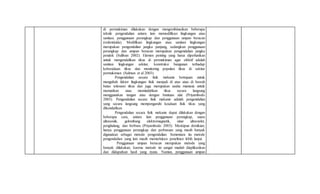 di permukiman dilakukan dengan mengombinasikan beberapa
teknik pengendalian antara lain memodifikasi lingkungan atau
sanitasi, penggunaan perangkap dan penggunaan umpan beracun
(rodentisida). Modifikasi lingkungan atau sanitasi lingkungan
merupakan pengendalian jangka panjang, sedangkan penggunaan
perangkap dan umpan beracun merupakan pengendalian jangka
pendek (Sullivan 2002). Elemen penting yang harus diperhatikan
untuk mengendalikan tikus di permukiman agar efektif adalah
sanitasi lingkungan sekitar, konstruksi bangunan terhadap
keberadaan tikus dan monitoring populasi tikus di sekitar
permukiman (Salmon et al 2003).
Pengendalian secara fisik mekanis bertujuan untuk
mengubah faktor lingkungan fisik menjadi di atas atau di bawah
batas toleransi tikus dan juga merupakan usaha manusia untuk
mematikan atau memindahkan tikus secara langsung
menggunakan tangan atau dengan bantuan alat (Priyambodo
2003). Pengendalian secara fisik mekanis adalah pengendalian
yang secara langsung mempengaruhi keadaan fisik tikus yang
dikendalikan.
Pengendalian secara fisik mekanis dapat dilakukan dengan
beberapa cara, antara lain penggunaan perangkap, suara
ultrasonik, gelombang elektromagnetik, sinar ultraviolet,
penghalang, dan berburu (Priyambodo 2003). Meskipun demikian,
hanya penggunaan perangkap dan perburuan yang masih banyak
digunakan sebagai metode pengendalian. Sementara itu metode
pengendalian yang lain masih memerlukan penelitian lebih lanjut.
Penggunaan umpan beracun merupakan metode yang
banyak dilakukan, karena metode ini sangat mudah diaplikasikan
dan didapatkan hasil yang nyata. Namun, penggunaan umpan
 