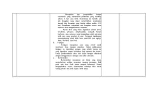 Merupakan tipe pengendalian dengan
rodentisida yang memerlukan pemberian yang berulang
selama 3 hari atau lebih. Rodentisida ini memiliki zat
anti koagulan yang dapat menyebabkan pendarahan
internal dan kematian yang lambat dalam waktu 4-10
hari. Pemakaian rodentisida anti koagulan secara terus
menerus akan mengakibatkan tesistensi.
Racun tikus yang baisa digunakan adalah arsen,
strychnine, phospor, zinkphosphide, redsquill, barium
karbonat, atau senyawa yang mengandung salah satu atau
lebih dari yang tersebut di atas. Termasuk didalamnya
rodentisidayang relatif lebih baru yaitu1080 (ten eighty),
Antu, Warfarin, dan Pival.
b. Fumigasi
Fumigasi merupakan cara yang efektif untuk
membasmi tikus maupun pinjalnya. Dalam pelaksanaan
fumigasi ini, diperlukan petugas yang terlatih karena zat
yang digunakan sangat berbahaya bagi manusia dan ternak.
Untuk pemberantasan tikus dari kapal fumigasi dilakukan
dengan menggunakan sianogas dan sulfur dioksida.
c. Kemosterilan
Kemosterilan merupakan zat kimia yang dapat
menyebabkan serilitas sementara maupun permanen, baik
pada satu tikus (baik jantan maupun betinanya). Dalam
mengendalikan secara kemosterilan terhadap tikus masih
sedang diteliti dan perlu kajian lebih lanjut.
 