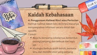 Teks Deskripsi adalah gambaran umum yang menjelaskan objek hidup dan ...