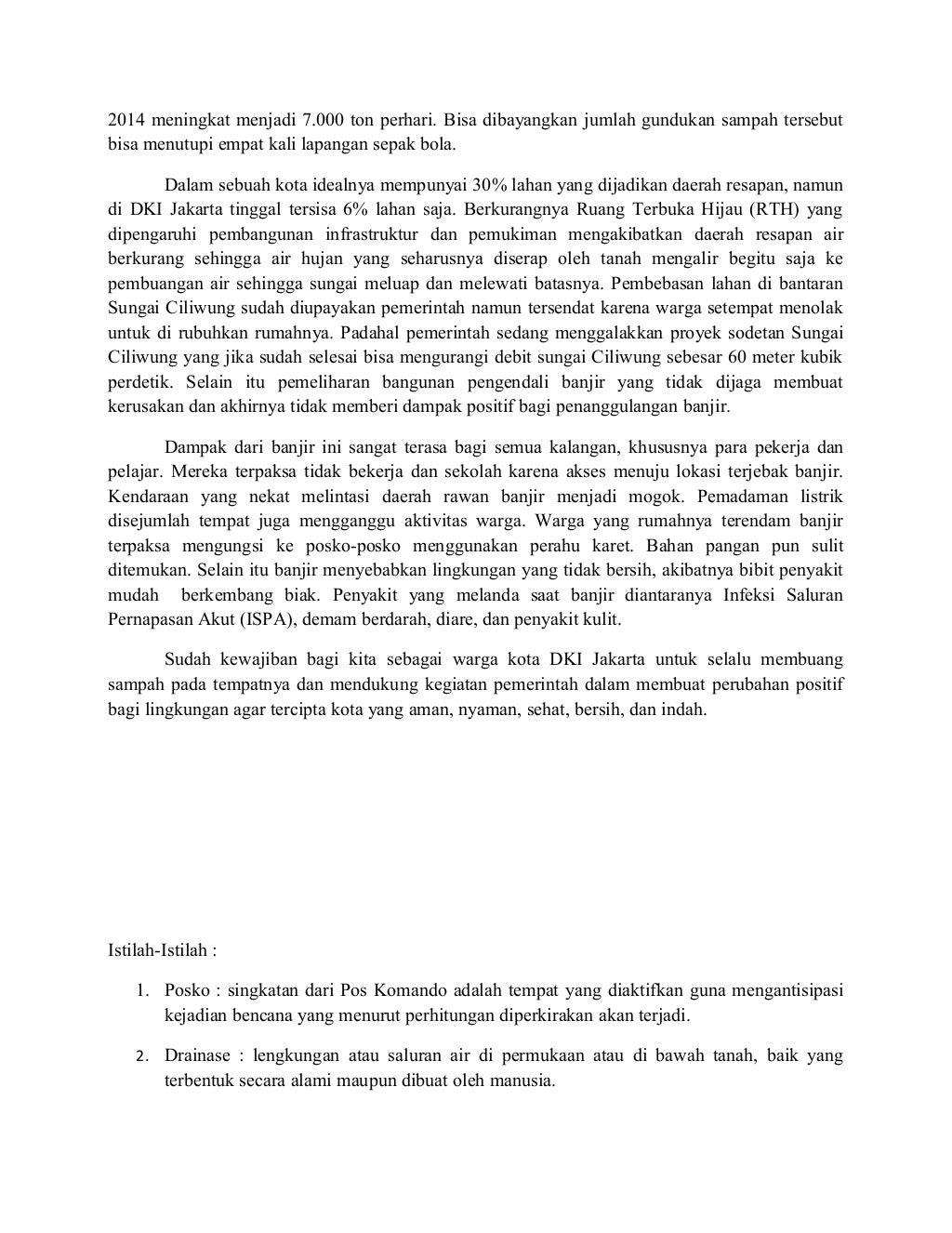 Teks eksplanasi tentang banjir