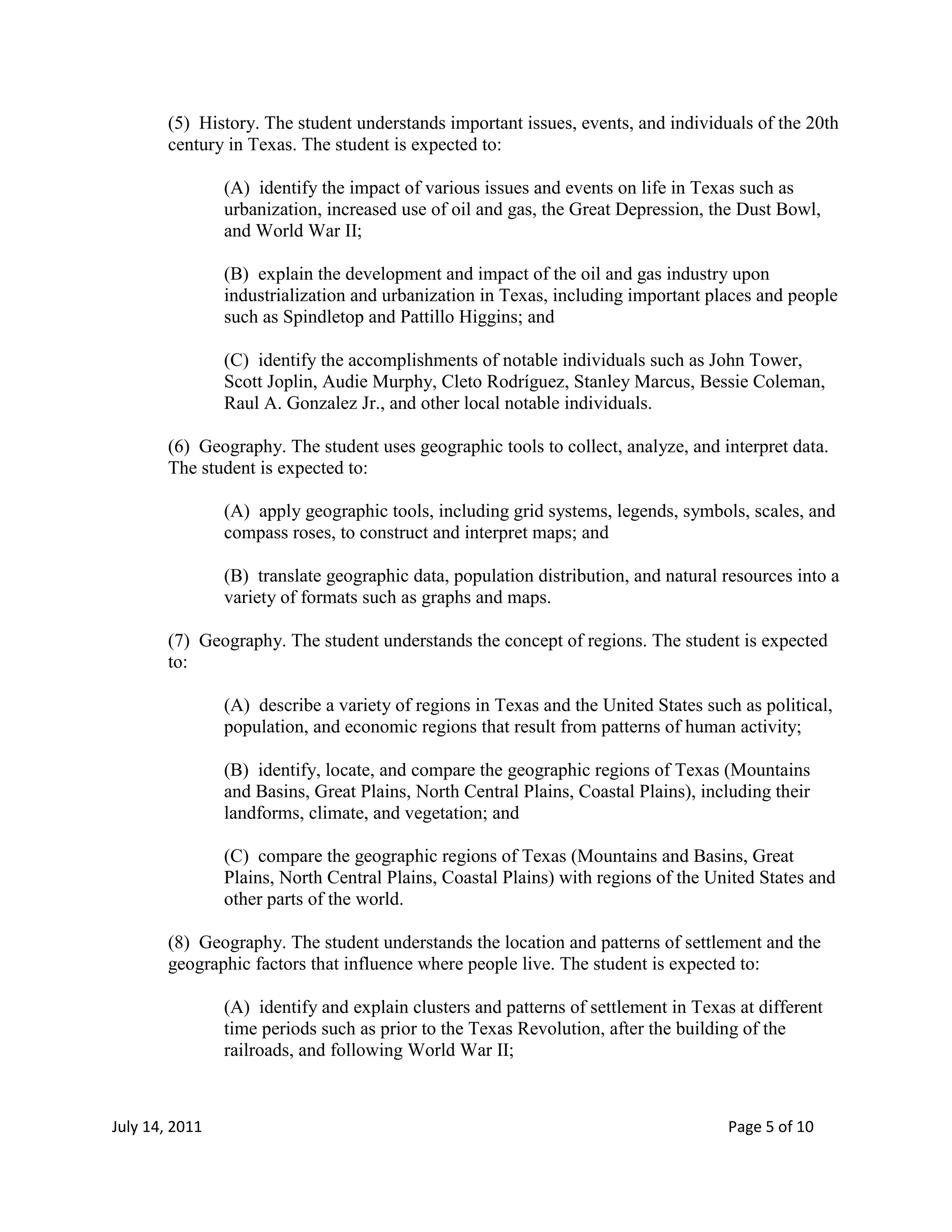 TEKS FOURTH GRADE 2011 2012