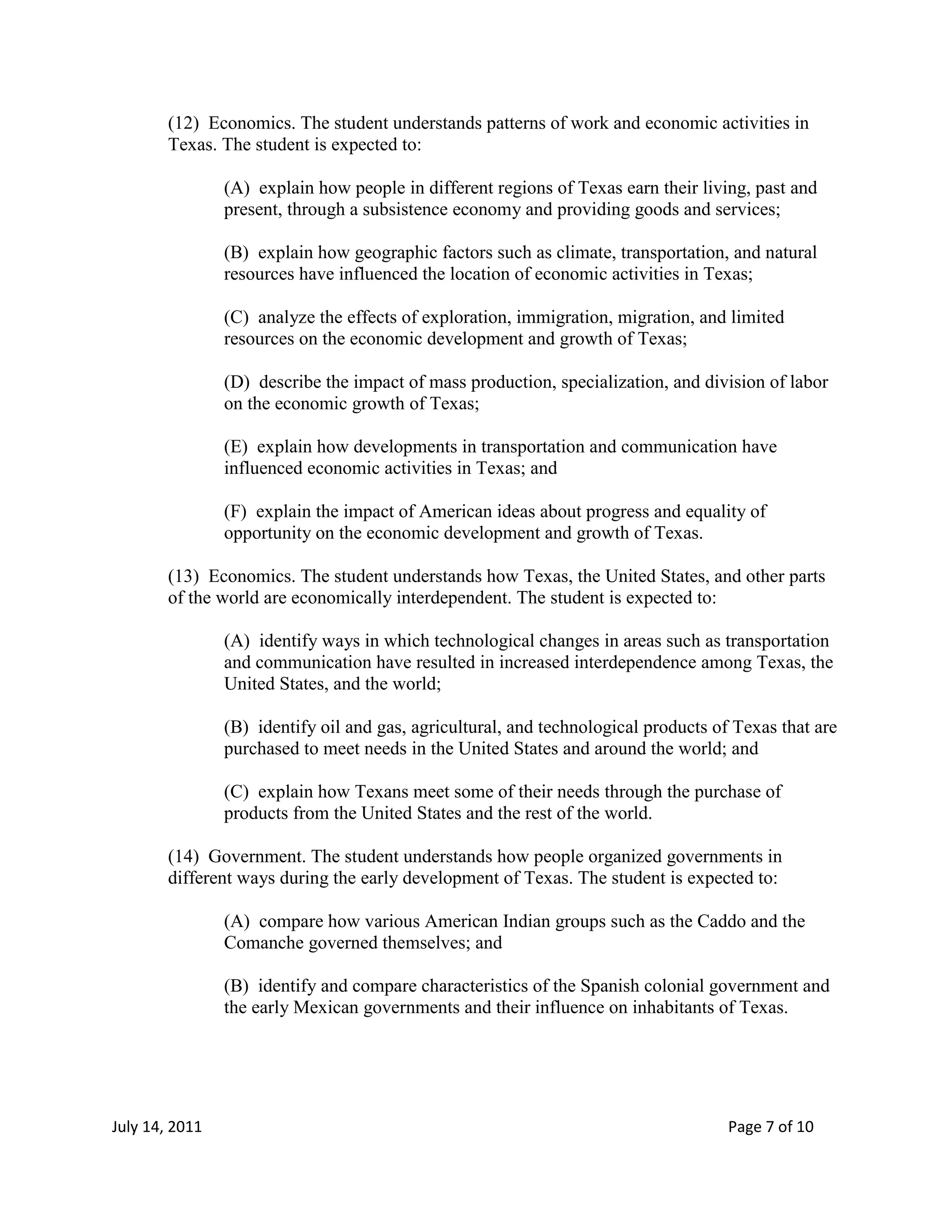 TEKS FOURTH GRADE 2011 2012