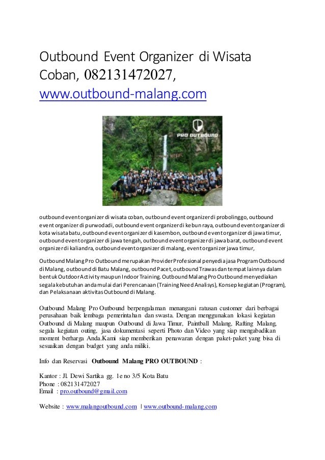 Outbound Event Organizer Di Wisata Coban 082131472027 Www