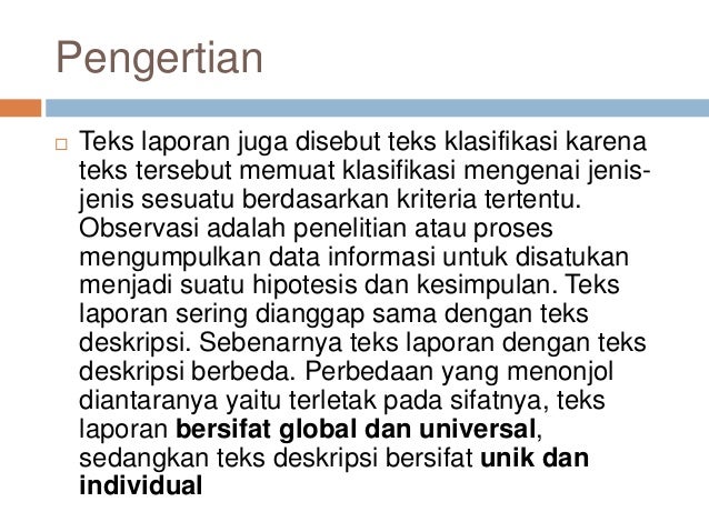 Perbedaan Teks Deskripsi Dan Teks Laporan Seputar Laporan
