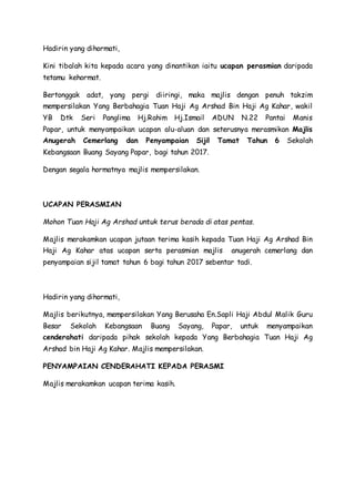 Teks mc majlis anugerah cemerlang