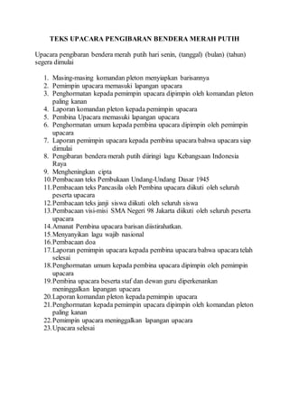 Teks mc upacara bendera hari senin