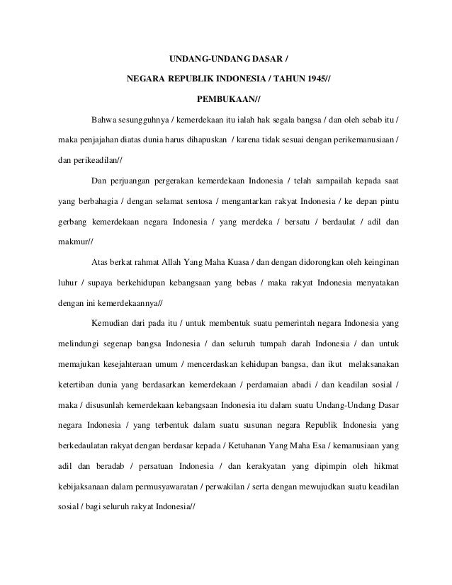 Teks Pembukaan Uud 1945 Yang Baik Dan Benar