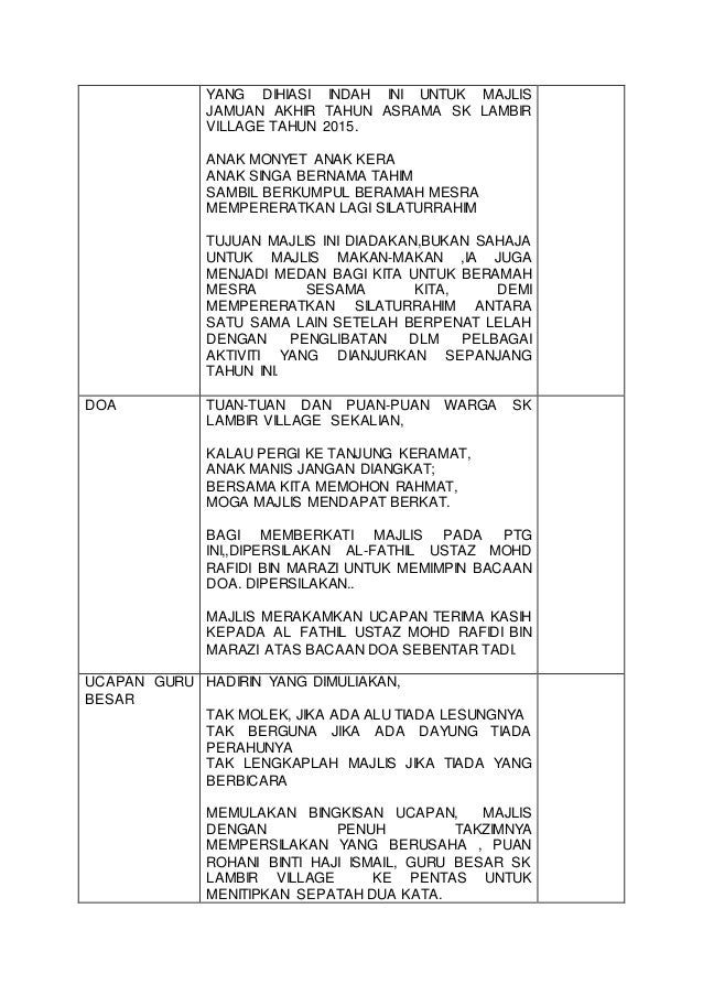 Teks pengacaraan majlis